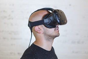 Man using virtual reality headset