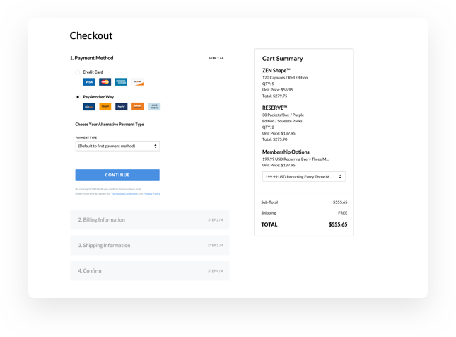 QuickPay Checkout Interface
