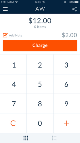 AW app interface showing number pad