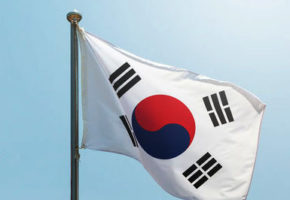 South Korea flag in winds