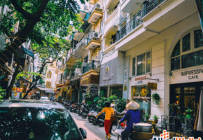 high-end outdoor shopping mall street in vietnam