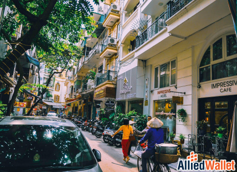 high-end outdoor shopping mall street in vietnam