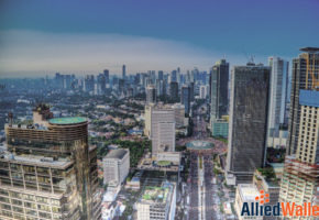 city skyline in Indonesia at dusk