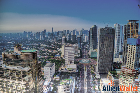 city skyline in Indonesia at dusk